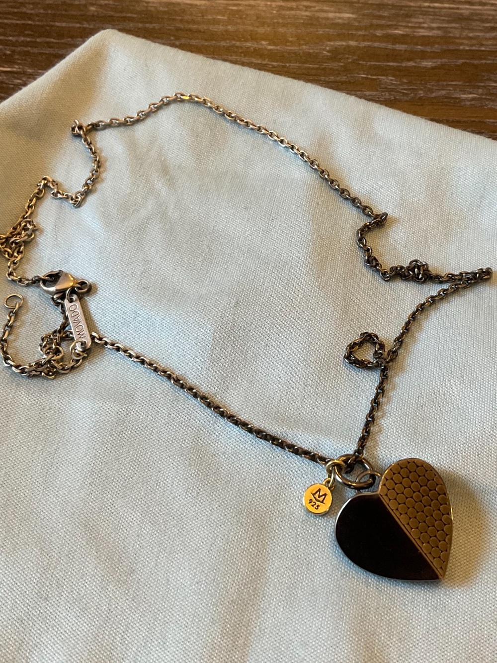 Movado Two-Tone Heart Pendant Necklace in Silver and Gold